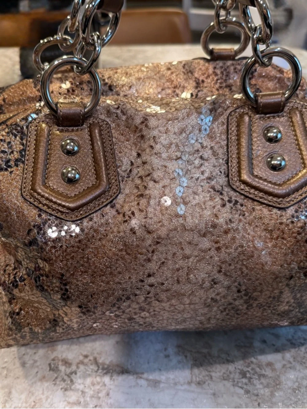 Coach Bronze Sequin Satchel